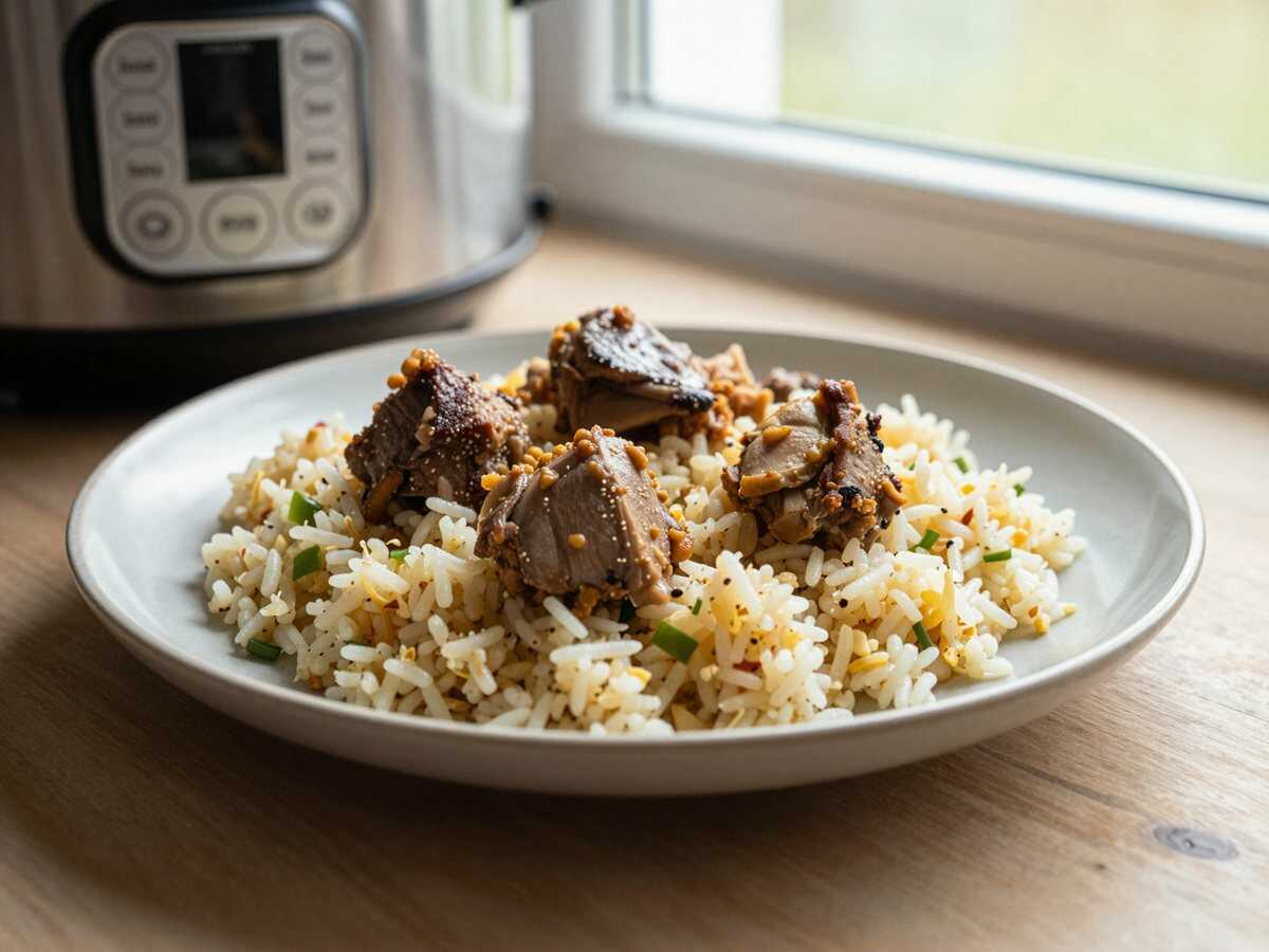 Instant-Pot-Indisches Hähnchen-Pulao: Blitzschnell zum Geschmackserlebnis! – während der Zubereitung