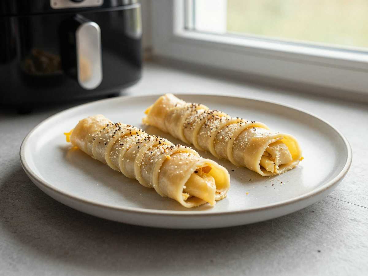 Käsestangen aus Blätterteig im Airfryer, das Rezept, das in jeder Familien-WhatsApp-Gruppe landet – während der Zubereitung
