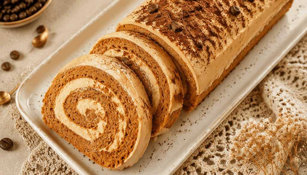 Kaffeetraum: unwiderstehliche Biskuitrolle mit zarter Creme