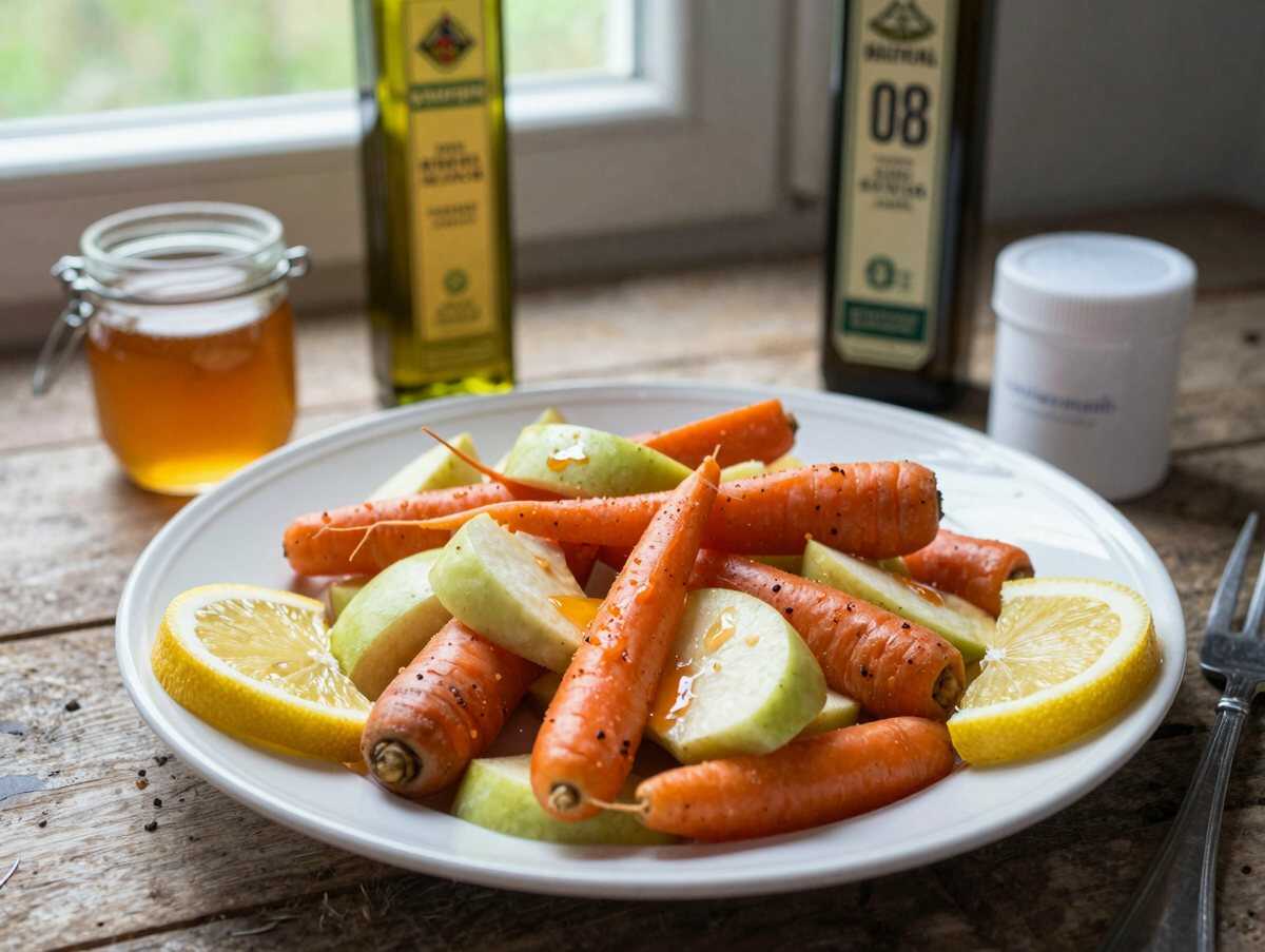 Karottensalat mit Apfel und Zitronensaft – während der Zubereitung