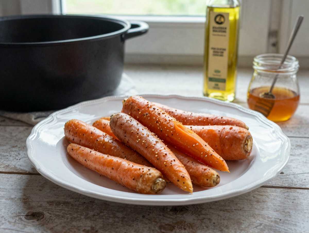Karottenschnitze mit Sesam aus der Heißluftfritteuse, perfekt für Silvester und Partys – während der Zubereitung