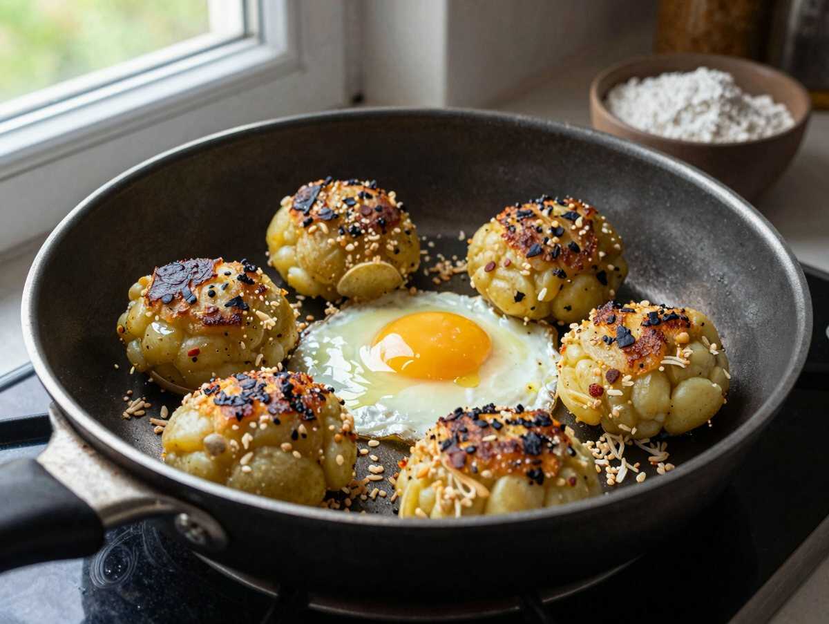 Karrtoffelfrikadellen die brate ich fast jede Woche mit 200 g Schafskäse – während der Zubereitung
