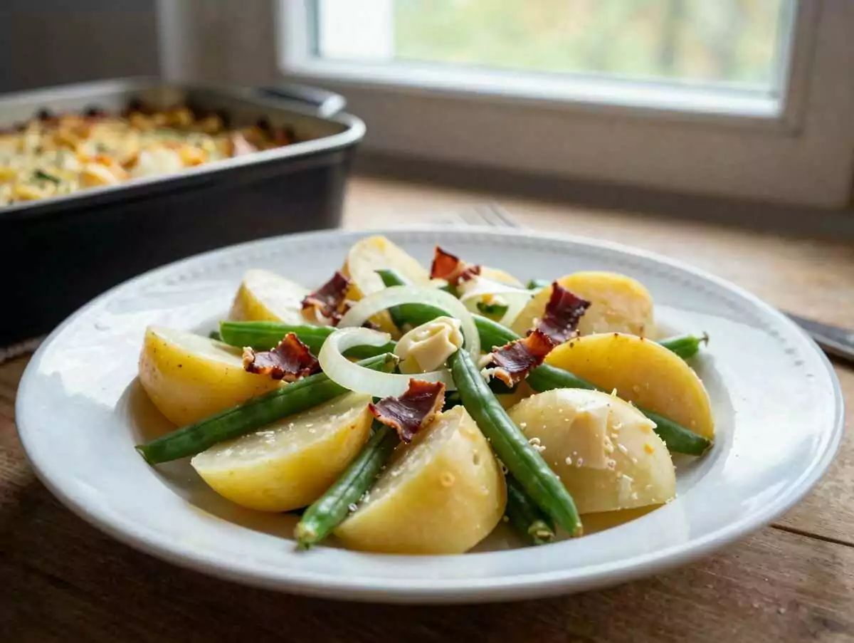 Kartoffel-Bohnen-Auflauf mit Bergkäse: schmeckt nach Sonntag bei Oma – während der Zubereitung
