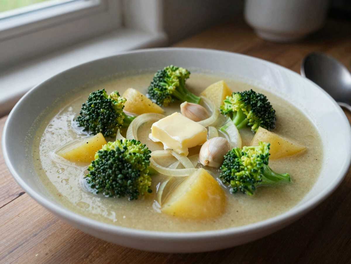 Kartoffel-Brokkoli-Suppe mit Käse: in 3 Schritten fertig – während der Zubereitung