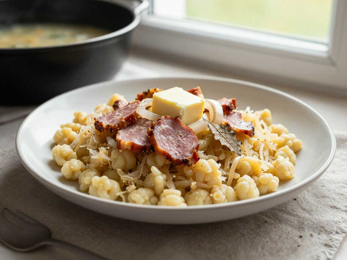 Kartoffel-Schupfnudeln mit Sauerkraut und Speck: in 3 Schritten fertig – während der Zubereitung