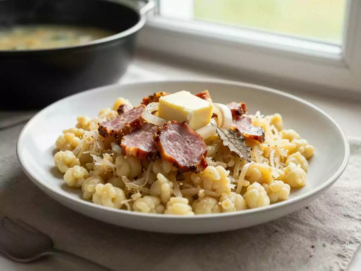 Kartoffel-Schupfnudeln mit Sauerkraut und Speck: in 3 Schritten fertig – während der Zubereitung