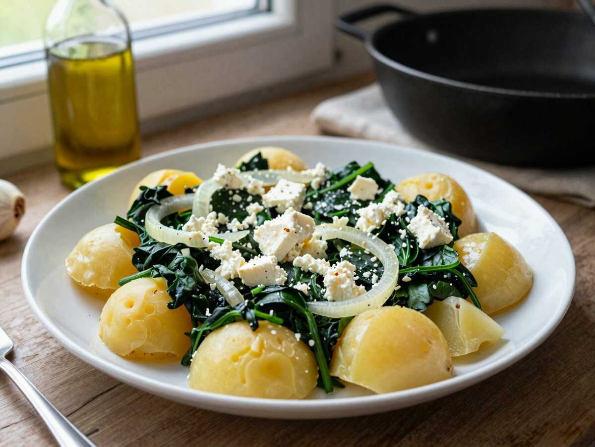 Kartoffel-Spinat-Auflauf mit Feta – in 20 Minuten auf dem Tisch – während der Zubereitung
