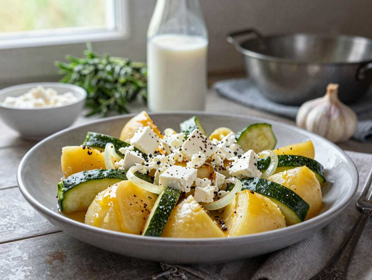 Kartoffel-Zucchini-Auflauf mit Feta – gelingt garantiert, auch Anfängern – während der Zubereitung