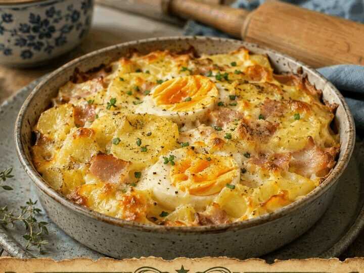 Kartoffelauflauf mit Ei und Schinken, das Rezept, das sich alle Mamas weiterschicken