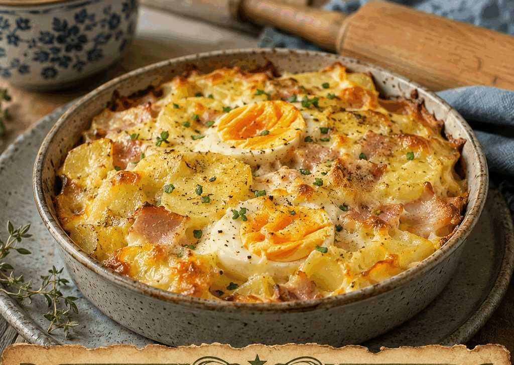Kartoffelauflauf mit Ei und Schinken