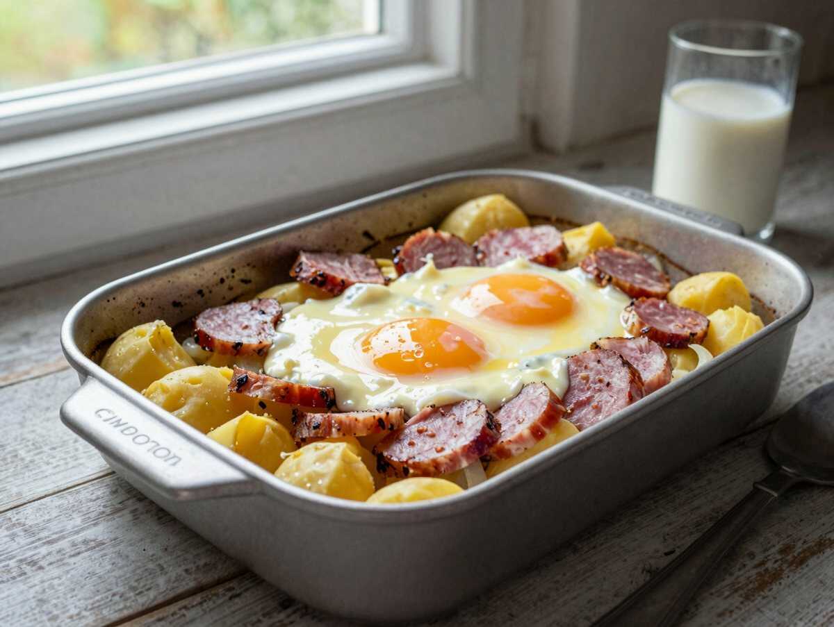 Kartoffelauflauf mit Ei und Schinken, das Rezept, das sich alle Mamas weiterschicken – während der Zubereitung
