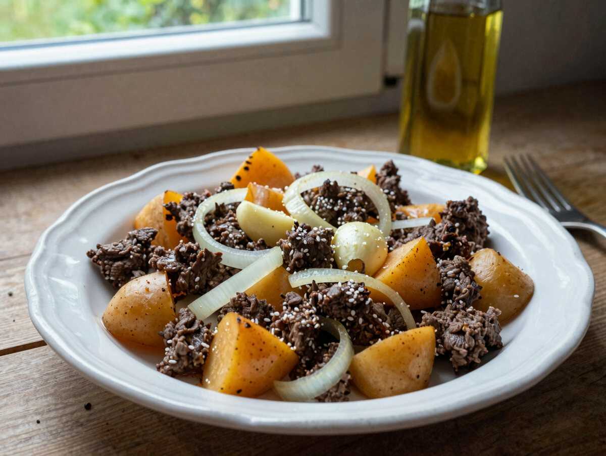 Kartoffelauflauf mit Hackfleisch – die ganze Familie ist begeistert – während der Zubereitung