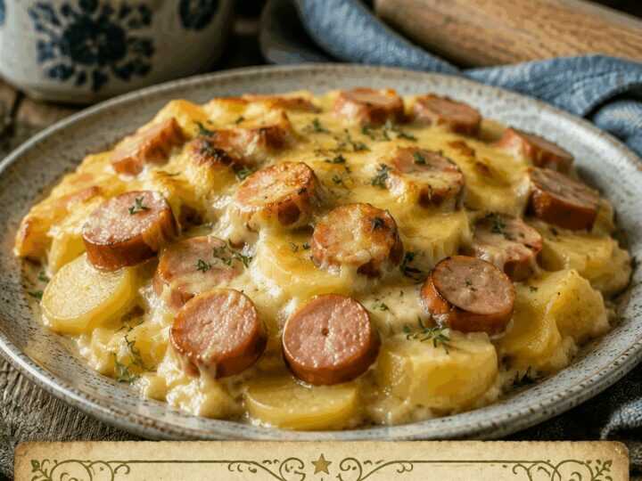 Kartoffelauflauf mit Würstchen für Kinder – die ganze Familie ist begeistert