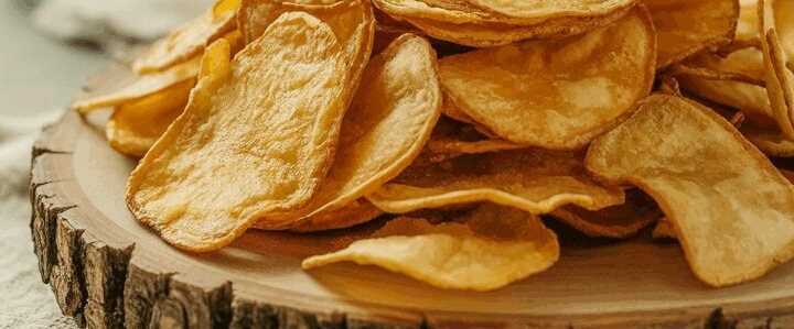 Kartoffelchips dünn geschnitten aus der Heißluftfritteuse