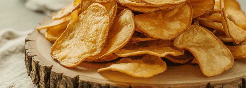 Kartoffelchips dünn geschnitten aus der Heißluftfritteuse