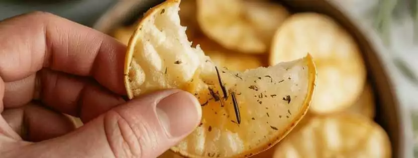 Kartoffelchips mit Rosmarin aus dem Airfryer – so sieht es fertig aus