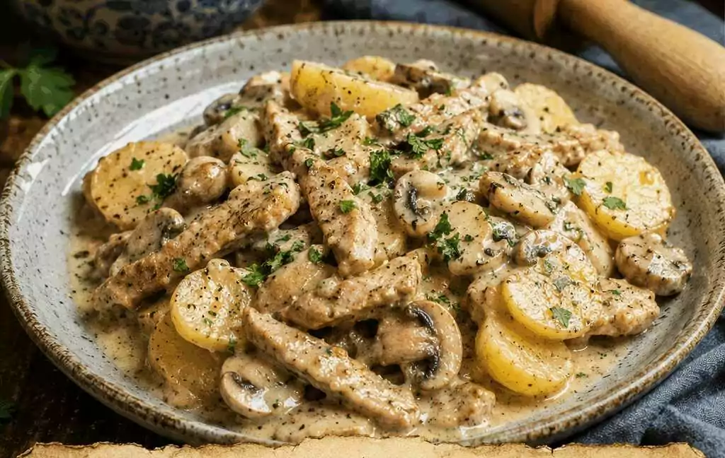 Kartoffel-Geschnetzeltes mit Champignonrahm