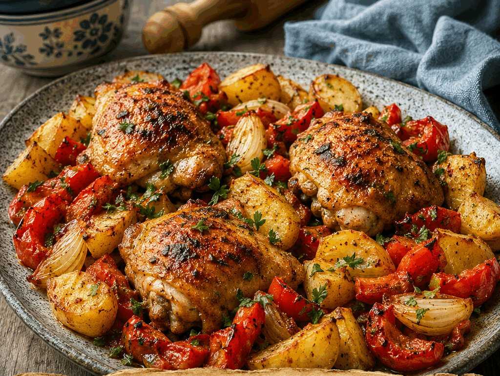 Kartoffel-Hähnchen-Blech mit Paprika