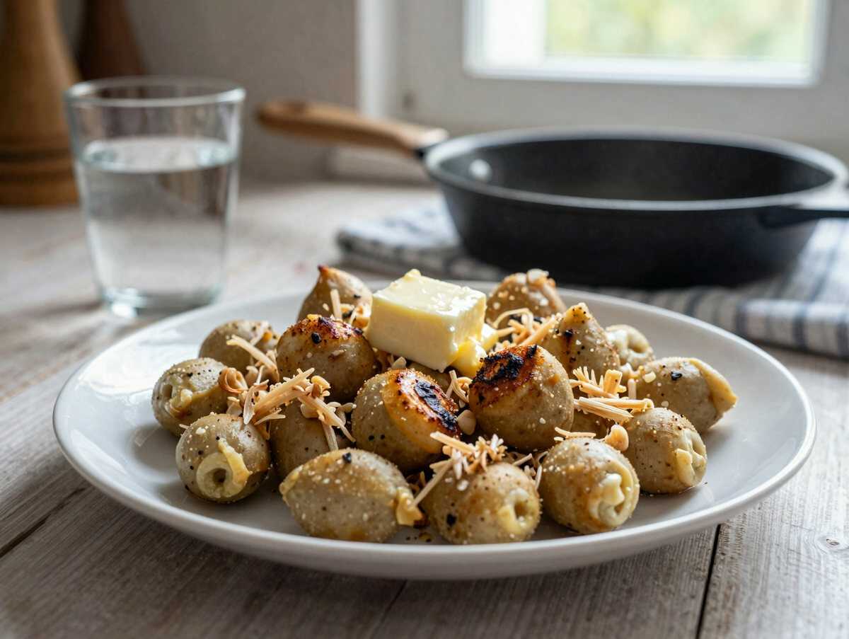 Kartoffelknödel mit Bröselbutter – in 20 Minuten auf dem Tisch – während der Zubereitung