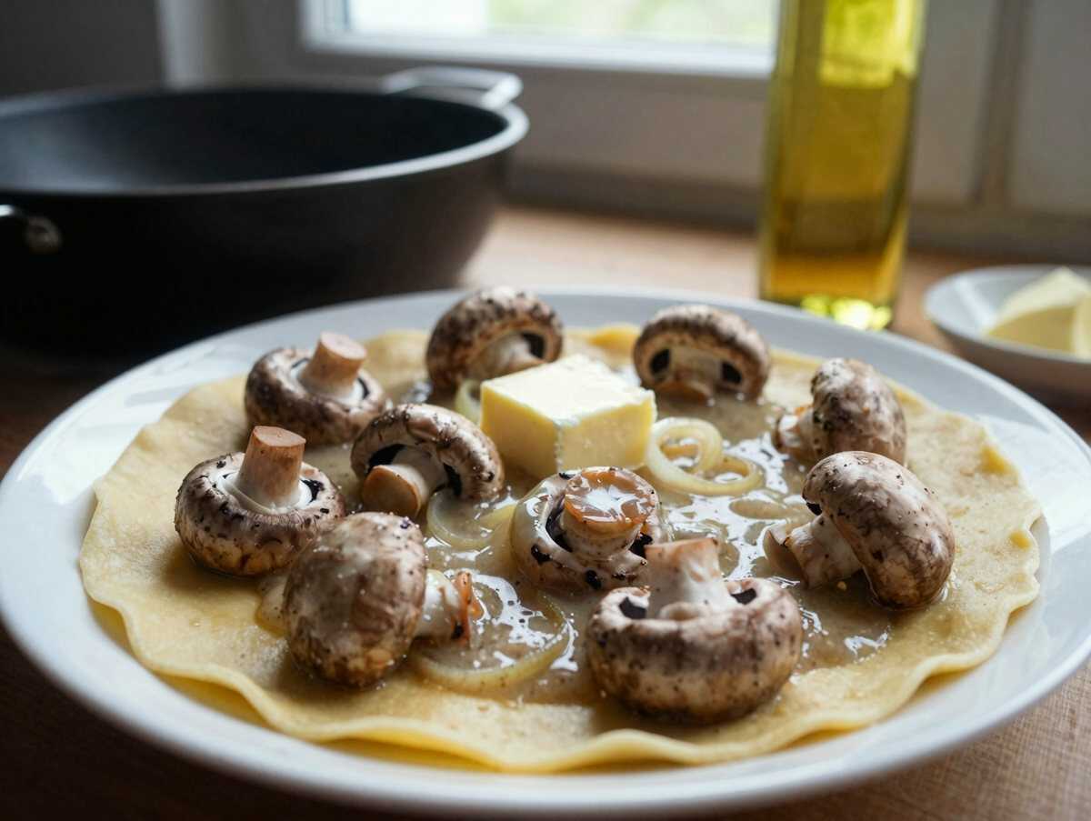 Kartoffelknödel mit Pilzrahmsoße, perfekt für den schnellen Feierabend – während der Zubereitung