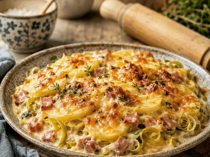 Kartoffel-Lauch-Auflauf mit Schinken – perfekt fürs Meal Prep am Sonntag