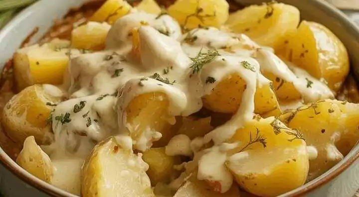Kartoffeln in Knoblauch Sahnesauce in 30 Minuten fertig gemacht!