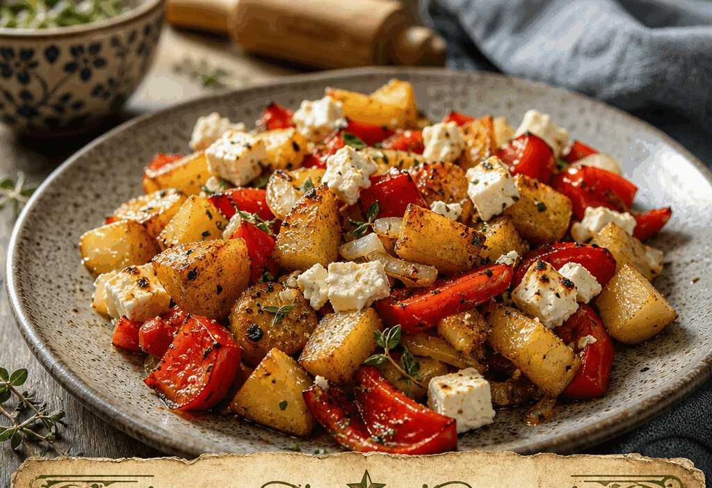Kartoffel-Paprika-Pfanne mit Feta – mit Zutaten