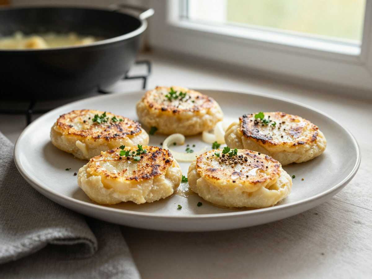 Kartoffelplätzchen aus Kartoffelbrei-Resten, das 5-Sterne-Rezept aus einfachen Kartoffeln – während der Zubereitung