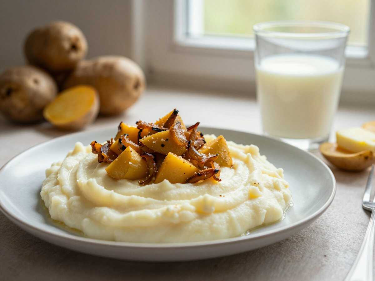 Kartoffelpüree mit Röstzwiebeln, das Rezept, das sich alle Mamas weiterschicken – während der Zubereitung