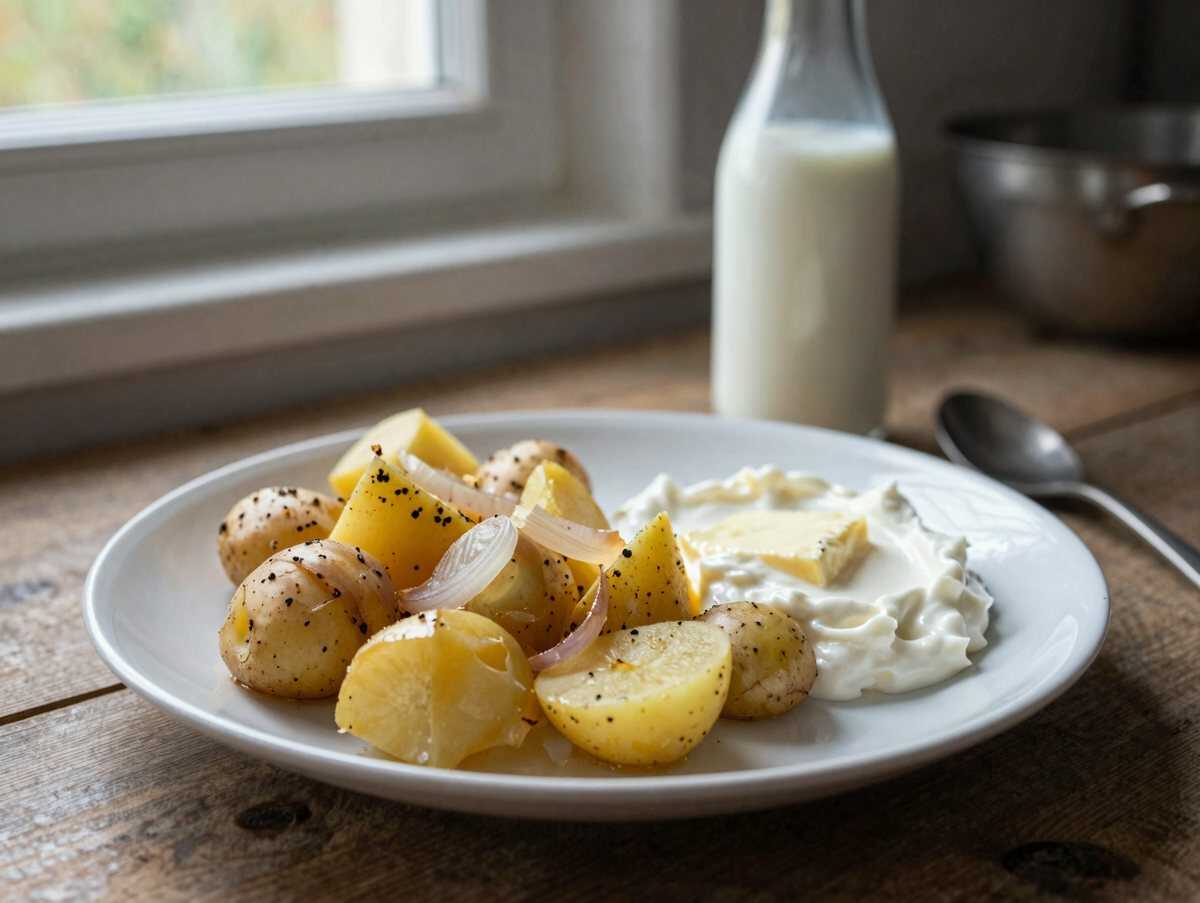 Kartoffelrezept zum Abendessen mit 200 g Sauerrahm – während der Zubereitung