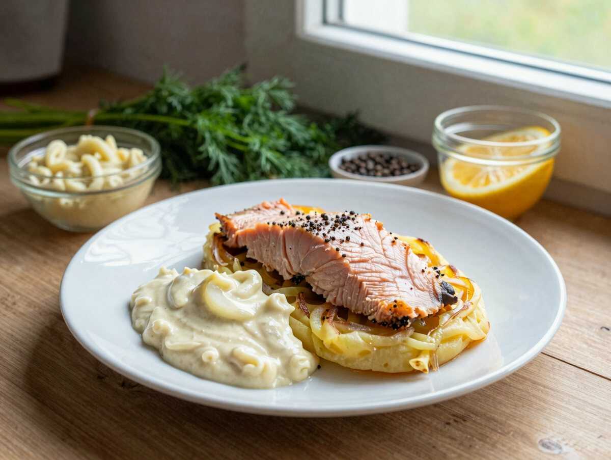 Kartoffelrösti mit Räucherlachs und Meerrettich – das Beilagen-Rezept, nach dem alle fragen – während der Zubereitung