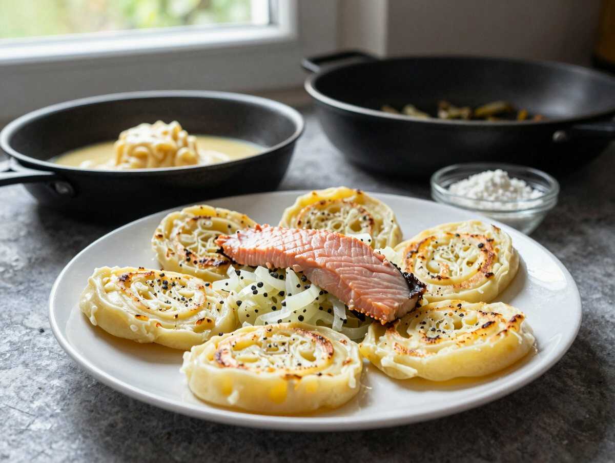 Kartoffelrösti mit Räucherlachs und Meerrettich: schmeckt nach Sonntag bei Oma – während der Zubereitung