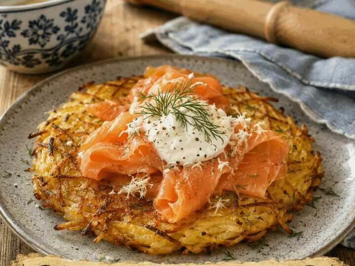 Kartoffelrösti mit Räucherlachs und Meerrettich: schmeckt nach Sonntag bei Oma