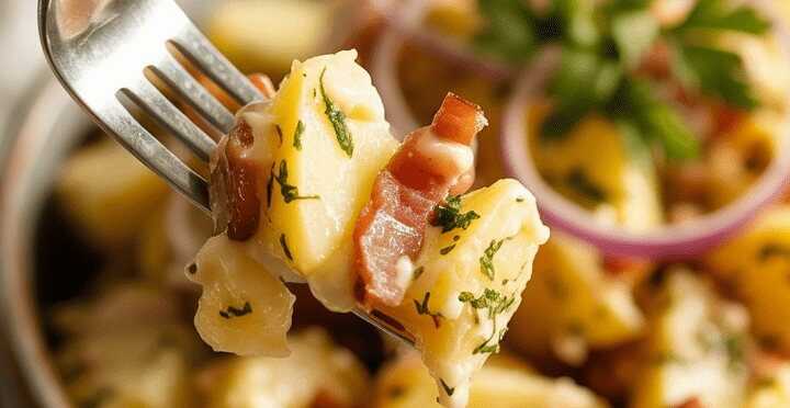 Kartoffelsalat mit Apfelessig und Rapsöl