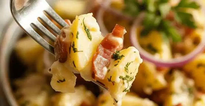 Kartoffelsalat mit Apfelessig und Rapsöl