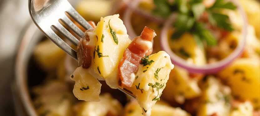 Kartoffelsalat mit Apfelessig und Rapsöl