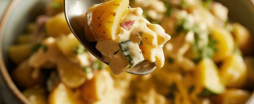 Kartoffelsalat mit Gurkenwasser abgeschmeckt