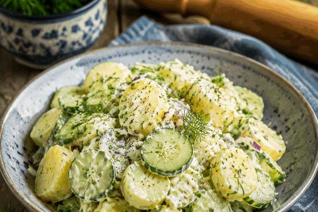 Kartoffelsalat mit Joghurt-Dressing leicht, perfekt als Beilage zum Grillen