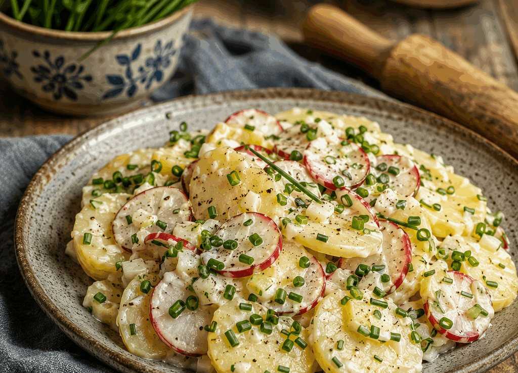 Kartoffelsalat mit Radieschen und Schnittlauch