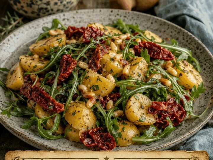 Kartoffelsalat mit Rucola und getrockneten Tomaten – perfekt zum Vorkochen für die ganze Woche