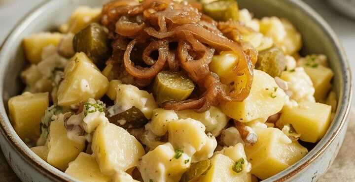Kartoffelsalat mit Schalotten fein gewürzt