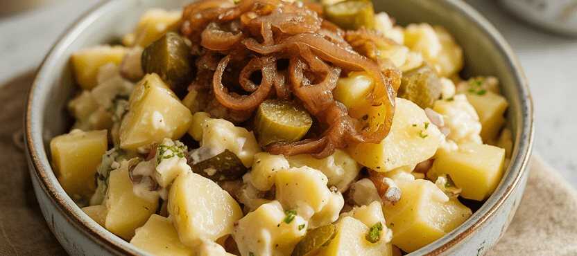 Kartoffelsalat mit Schalotten fein gewürzt