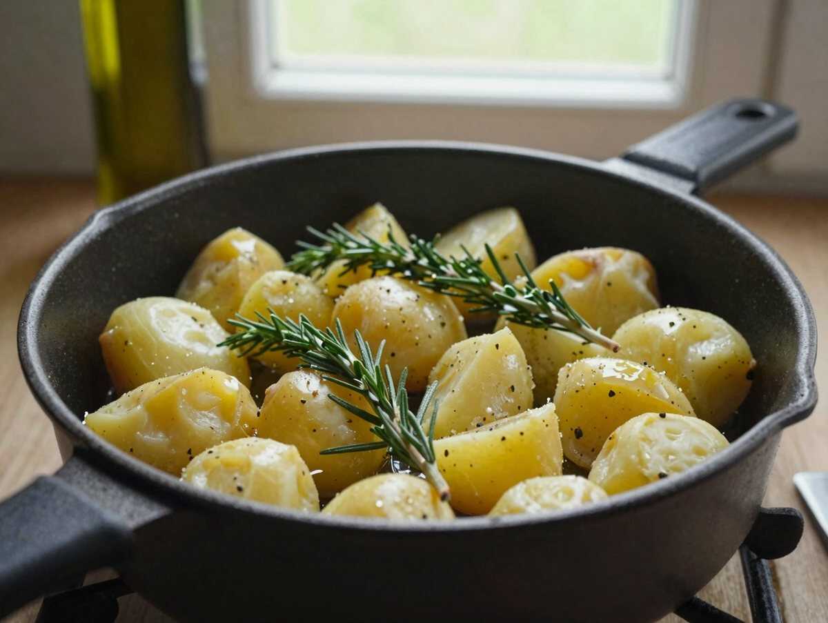 Kartoffelspalten mit Rosmarin aus der Heißluftfritteuse, das Soulfood für gemütliche Tage – während der Zubereitung