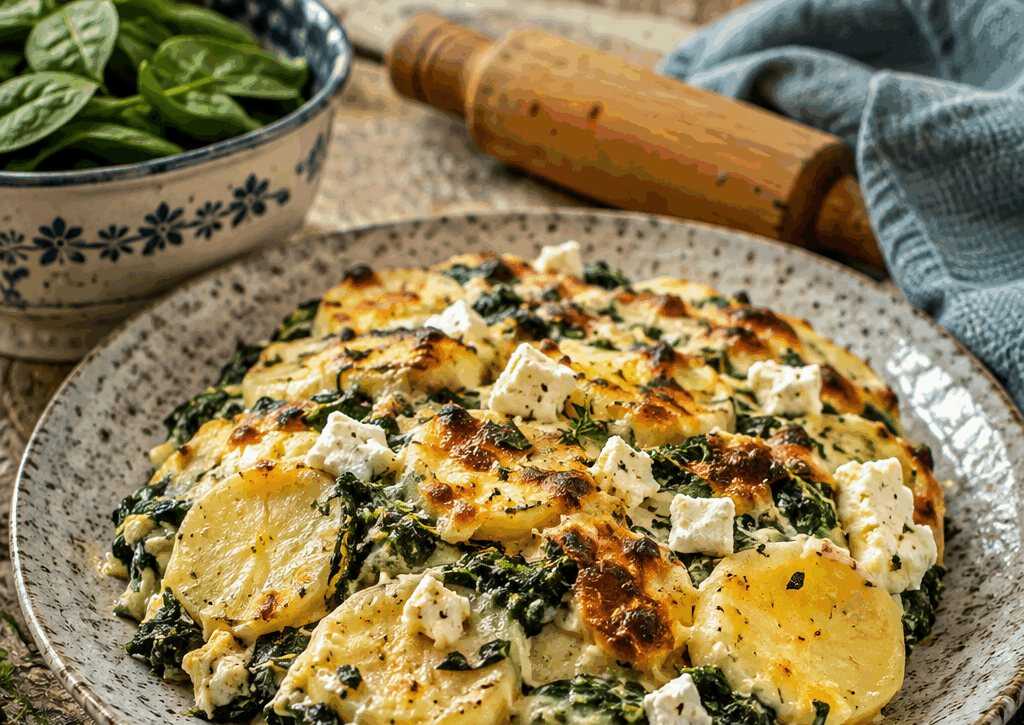 Kartoffel-Spinat-Auflauf mit Feta – in 20 Minuten auf dem Tisch