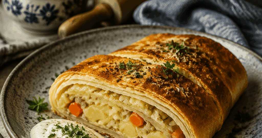Kartoffelstrudel mit Gemüsefüllung