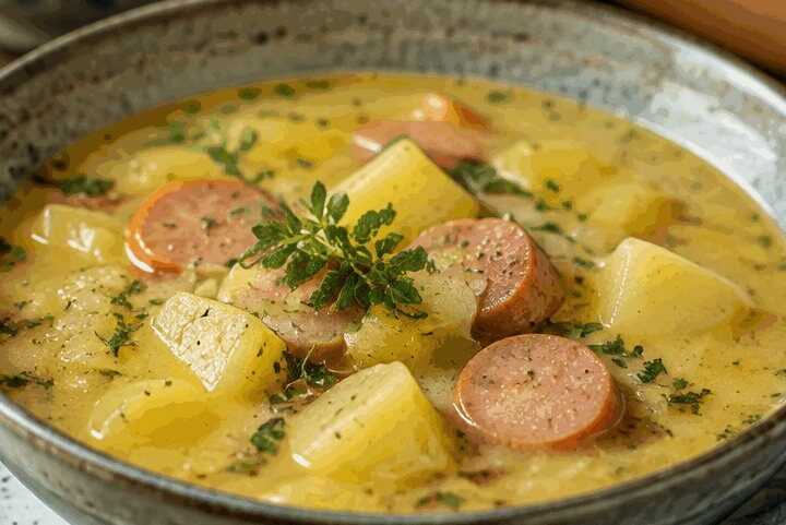 Kartoffelsuppe mit Würstchen: in 3 Schritten fertig