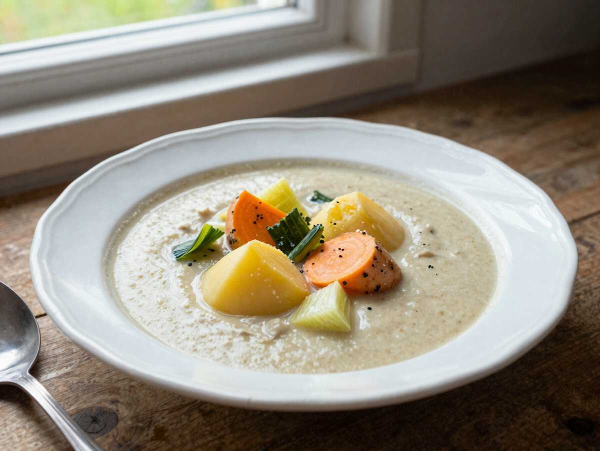 Kartoffelsuppe vegetarisch mit Wurzelgemüse: das Lieblingsrezept der ganzen Familie – während der Zubereitung