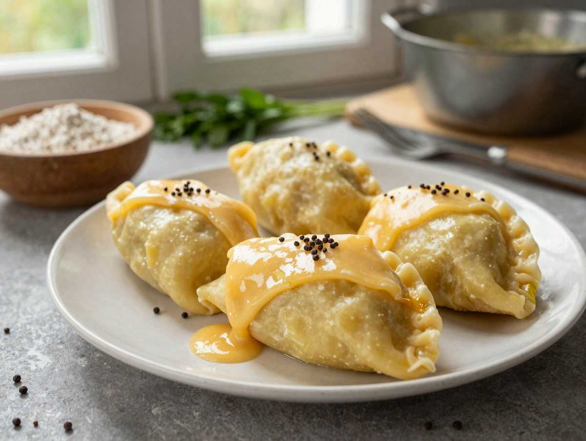 Kartoffeltaschen mit Käsefüllung – die ganze Familie ist begeistert – während der Zubereitung