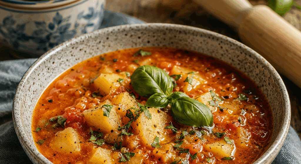 Kartoffel-Tomaten-Suppe mediterran