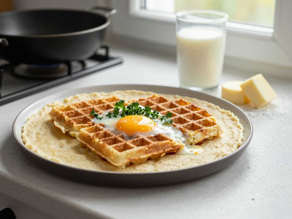 Kartoffelwaffeln herzhaft mit Schnittlauch, das 5-Sterne-Rezept aus einfachen Kartoffeln – während der Zubereitung